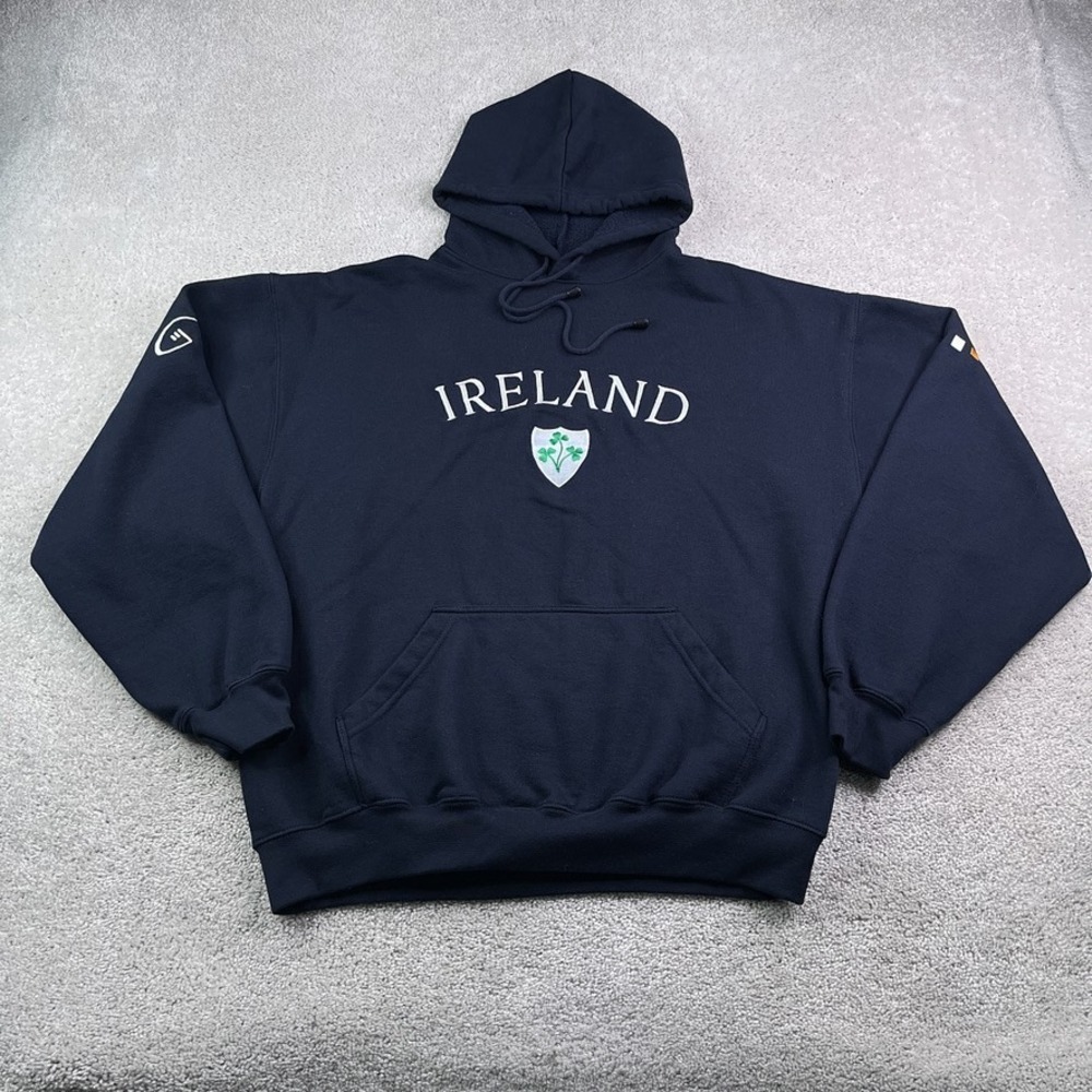 Ireland Rugby Hoodie Mens XL Blue Live For Rugby Embroidered Logo Sweatshirt